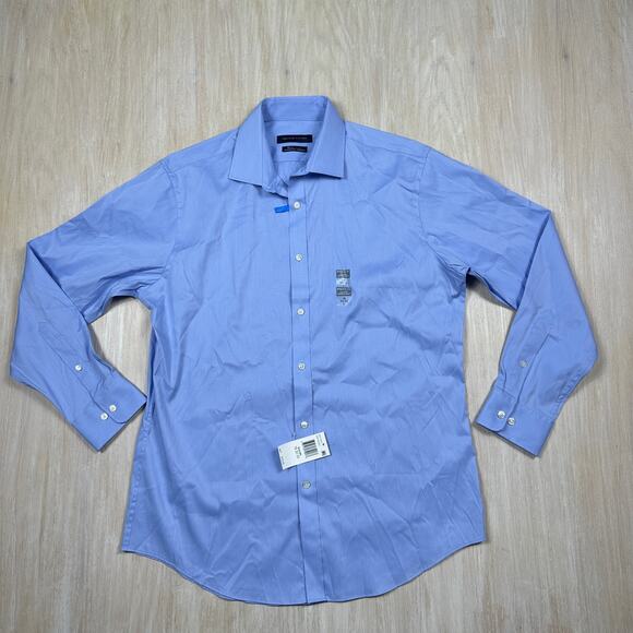 NWT Tommy Hilfiger THFlex Blue Long Sleeve Button Front Dress Shirt 16 32/33 L - Picture 1 of 14